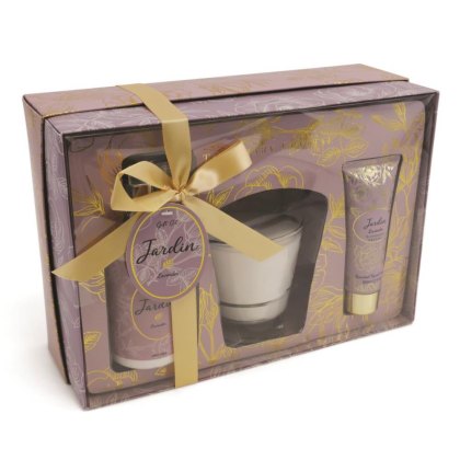 Jardin Candle, Hand Cream & Pump Gift Set Lavender Jardin Candle, Hand Cream & Pump Gift Set Lavender