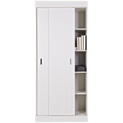 Row Cabinet Shelving Unit With Sliding Doors White