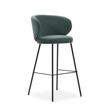 Rosa Low Bar Stool Fabric Green