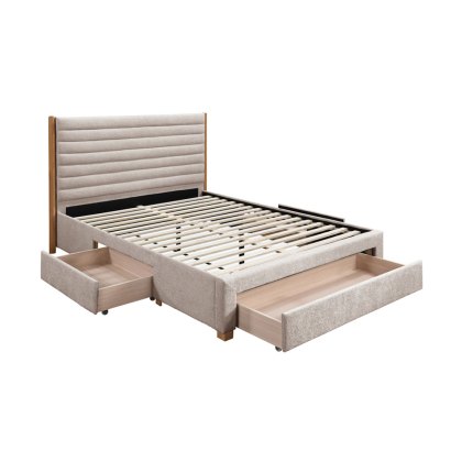 Arabella Bedstead Fabric with Storage Grey (Multiple Sizes)