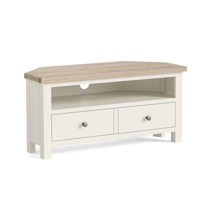 York 1 Drawer + 1 Shelf Corner TV / Entertainment Unit Coconut White York 1 Drawer + 1 Shelf Corner TV / Entertainment Unit Coconut White