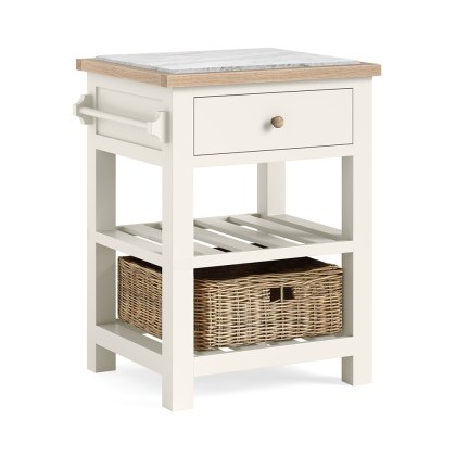 York 1 Drawer + 2 Shelf Small Kitchen Island Coconut White