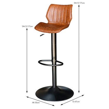 Alfa High/Low Gas Lift Bar Stool Faux Leather (Multiple Colours)