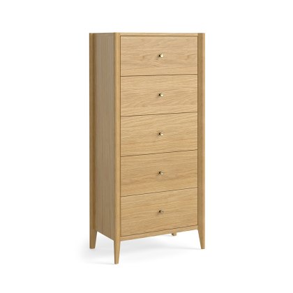 Nice 5 Drawer Tallboy Natural Oak