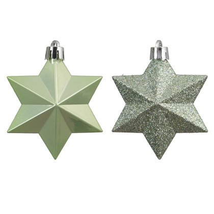 Shatterproof Star Baubles Matcha Green In Box 12.3cm (Set Of 12) Shatterproof Star Baubles Matcha Green In Box 12.3cm (Set Of 12)