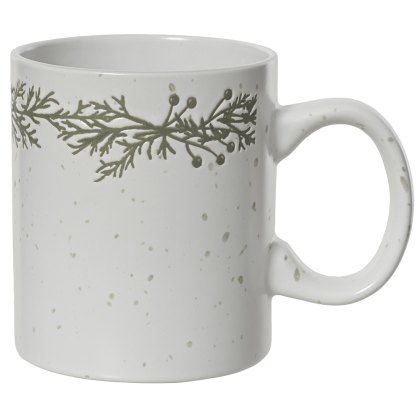 Stoneware Mug With Wreath Print 9.8cm Stoneware Mug With Wreath Print 9.8cm