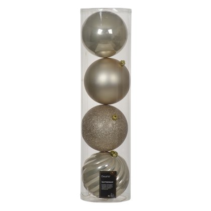 Shatterproof Baubles Pearl In Tube 14cm (Set of 4)