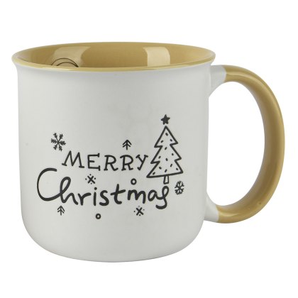 Stoneware Mug With 'Merry Christmas' Design White 9cm Stoneware Mug With 'Merry Christmas' Design White 9cm