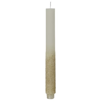 Wax Dinner Candle Wool White With Glitter 26.5cm (Set Of 2) Wax Dinner Candle Wool White With Glitter 26.5cm (Set Of 2)