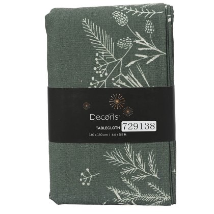 Tablecloth With Plant Print Green 240cm x 140cm