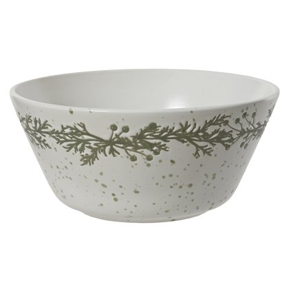 Stoneware Bowl With Wreath Print 15cm Stoneware Bowl With Wreath Print 15cm