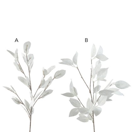 Decorative Leaves Spray Wool White 85cm (Choice of 2) Decorative Leaves Spray Wool White 85cm (Choice of 2)