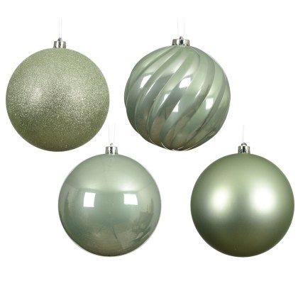 Shatterproof Baubles Matcha Green In Tube 14cm (Set Of 4) Shatterproof Baubles Matcha Green In Tube 14cm (Set Of 4)