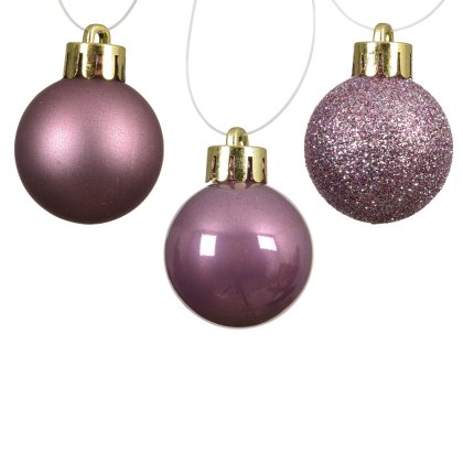 Shatterproof Mixed Finish Bauble Set Vintage Pink In Tube 3cm (Set of 14) Shatterproof Mixed Finish Bauble Set Vintage Pink In Tube 3cm (Set of 14)