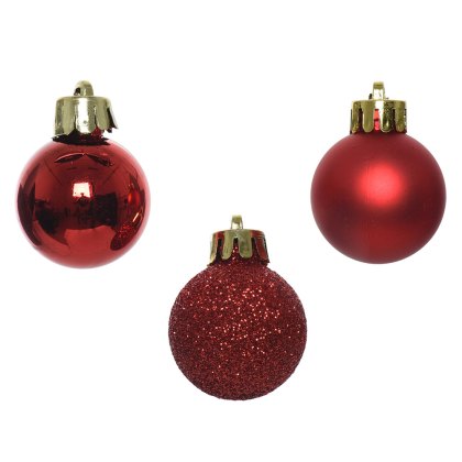 Shatterproof Baubles With Glitter Red In Tube 3cm (Set of 14) Shatterproof Baubles With Glitter Red In Tube 3cm (Set of 14)