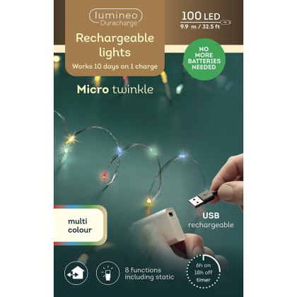 Micro LED Duracharge Twinkle Lights 990cm Multicoloured Micro LED Duracharge Twinkle Lights 990cm Multicoloured