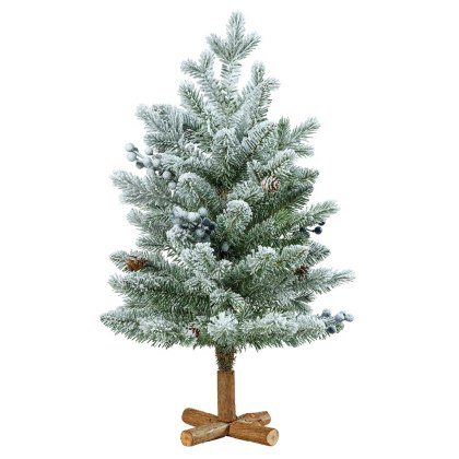 2ft/60cm Snowy Aspen Mini Christmas Tree With Blue Berries