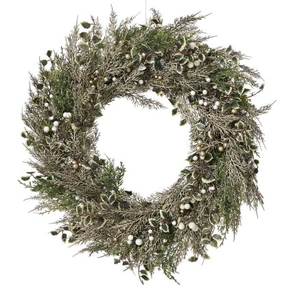 Champagne Wreath With Glitter Leaves & Berries Indoor 60cm Champagne Wreath With Glitter Leaves & Berries Indoor 60cm