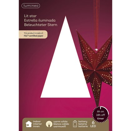 LED Paper Star Red 18.5cm
