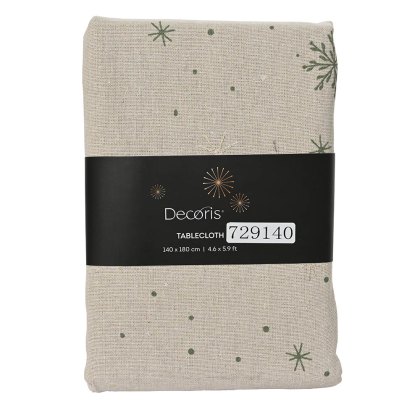 Tablecloth With Snowflake Print Natural 240cm x 140cm