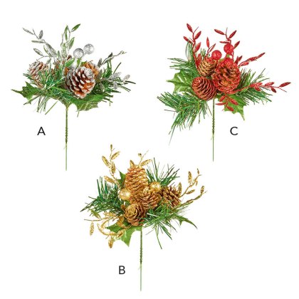 Pinecone Pick With Glitter 18cm (Choice of 3) Pinecone Pick With Glitter 18cm (Choice of 3)