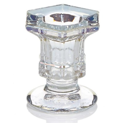Hexagonal Clear Glass Taper Candle Holder Hexagonal Clear Glass Taper Candle Holder