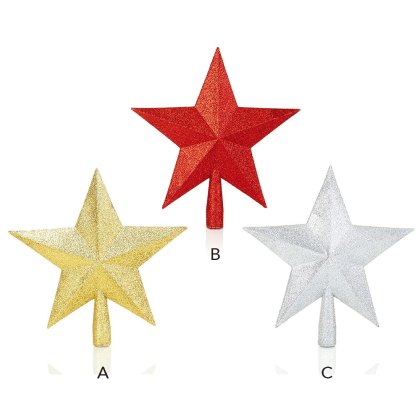 Christmas Tree Star With Glitter 25cm (Choice of 3)