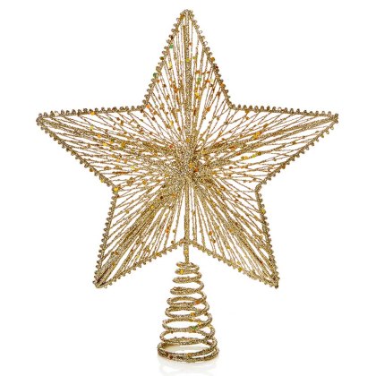 Christmas Tree Star With Glitter In Box Silver 30cm Christmas Tree Star With Glitter In Box Silver 30cm