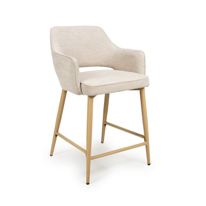 Phil Low Bar Stool Fabric With Wooden Legs Natural Phil Low Bar Stool Fabric With Wooden Legs Natural