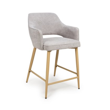 Phil Low Bar Stool Fabric With Wooden Legs Pewter Phil Low Bar Stool Fabric With Wooden Legs Pewter