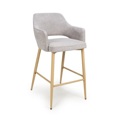 Phil High Bar Stool Fabric With Wooden Legs Pewter Phil High Bar Stool Fabric With Wooden Legs Pewter