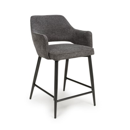 Phil Low Bar Fabric Stool With Black Legs Grey Phil Low Bar Fabric Stool With Black Legs Grey