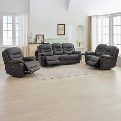 Sardinia Electric Reclining Armchair Faux Suede Grey