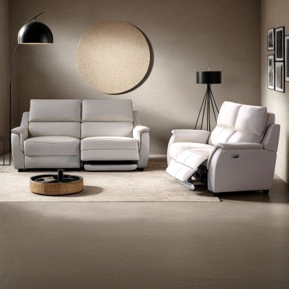 Menorca Electric Reclining Armchair Leather & Leather Match Dark Taupe
