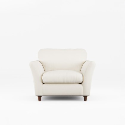 Alpine Armchair Fabric Minco Ivory With Burnished Legs