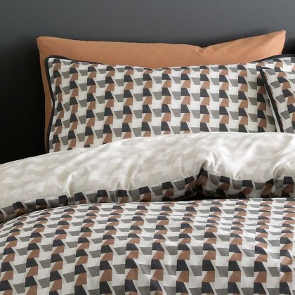 Jett Duvet Cover Set Geometric Brown (Multiple Sizes)