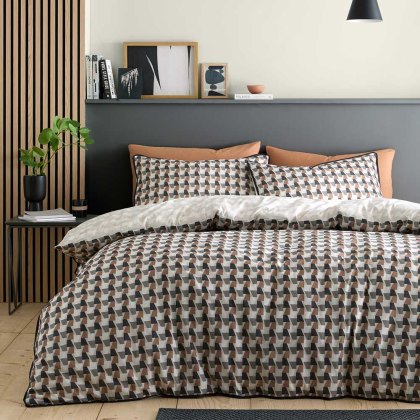 Jett Reversible Duvet Cover Set Geometric Brown (Multiple Sizes) Jett Reversible Duvet Cover Set Geometric Brown (Multiple Sizes)