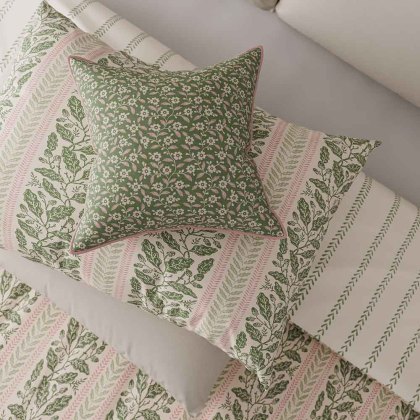 Oak Stripe Duvet Cover Set Green & Pink (Multiple Sizes)