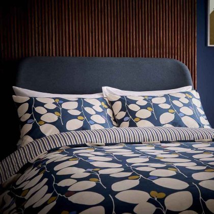 Althea Reversible Duvet Cover Set Navy (Multiple Sizes)