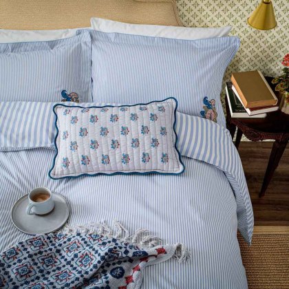 Earlsford Foulard Embroidery Reversible Duvet Cover Set Blue (Multiple Sizes)