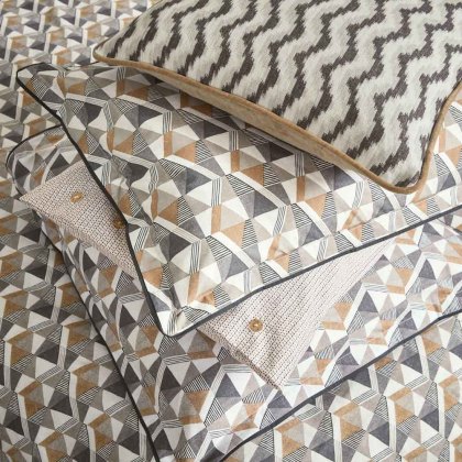 Harun Standard Pillowcase Pair Charcoal & Tan