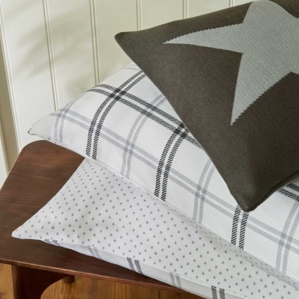 Hunters Check Brushed Cotton Duvet Cover Set Grey (Multiple Sizes)