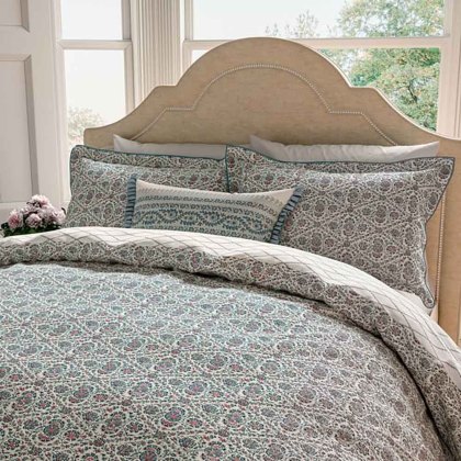 Indian Lattice Reversible Double Duvet Cover Set Red & Teal