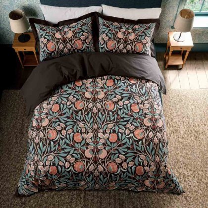Olive & Rose Reversible Duvet Cover Set Indigo & Blush (Multiple Sizes)