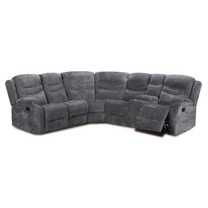 Beginish 5 Seater Manual Reclining Corner Sofa With Central Console Fabric Grey Beginish 5 Seater Manual Reclining Corner Sofa With Central Console Fabric Grey