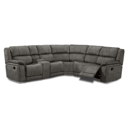 Albrun 5 Seater Electric Reclining Corner Sofa With Console Faux Suede Dark Grey Albrun 5 Seater Electric Reclining Corner Sofa With Console Faux Suede Dark Grey