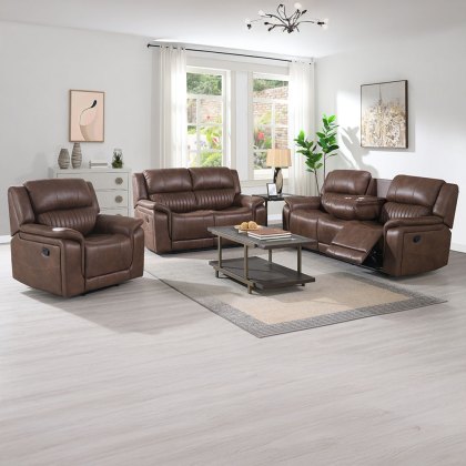 Albrun Manual Reclining Armchair Faux Suede Dark Brown
