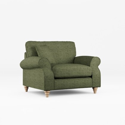 Hazel Snuggler Fabric Mikah Basil With Country Oak Leg Hazel Snuggler Fabric Mikah Basil With Country Oak Leg