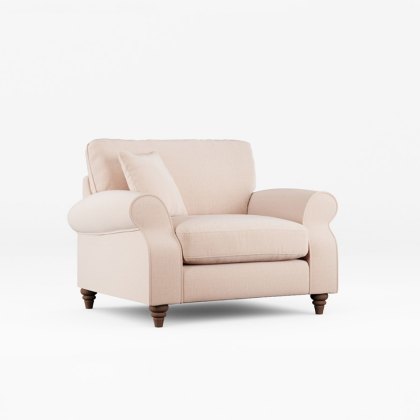 Hazel Snuggler Fabric Ansell Rusty Rose With Burnished Beech Leg Hazel Snuggler Fabric Ansell Rusty Rose With Burnished Beech Leg