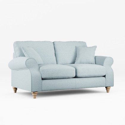 Hazel 2 Seater Sofa Fabric Minco Samur Teal With Country Oak Leg Hazel 2 Seater Sofa Fabric Minco Samur Teal With Country Oak Leg